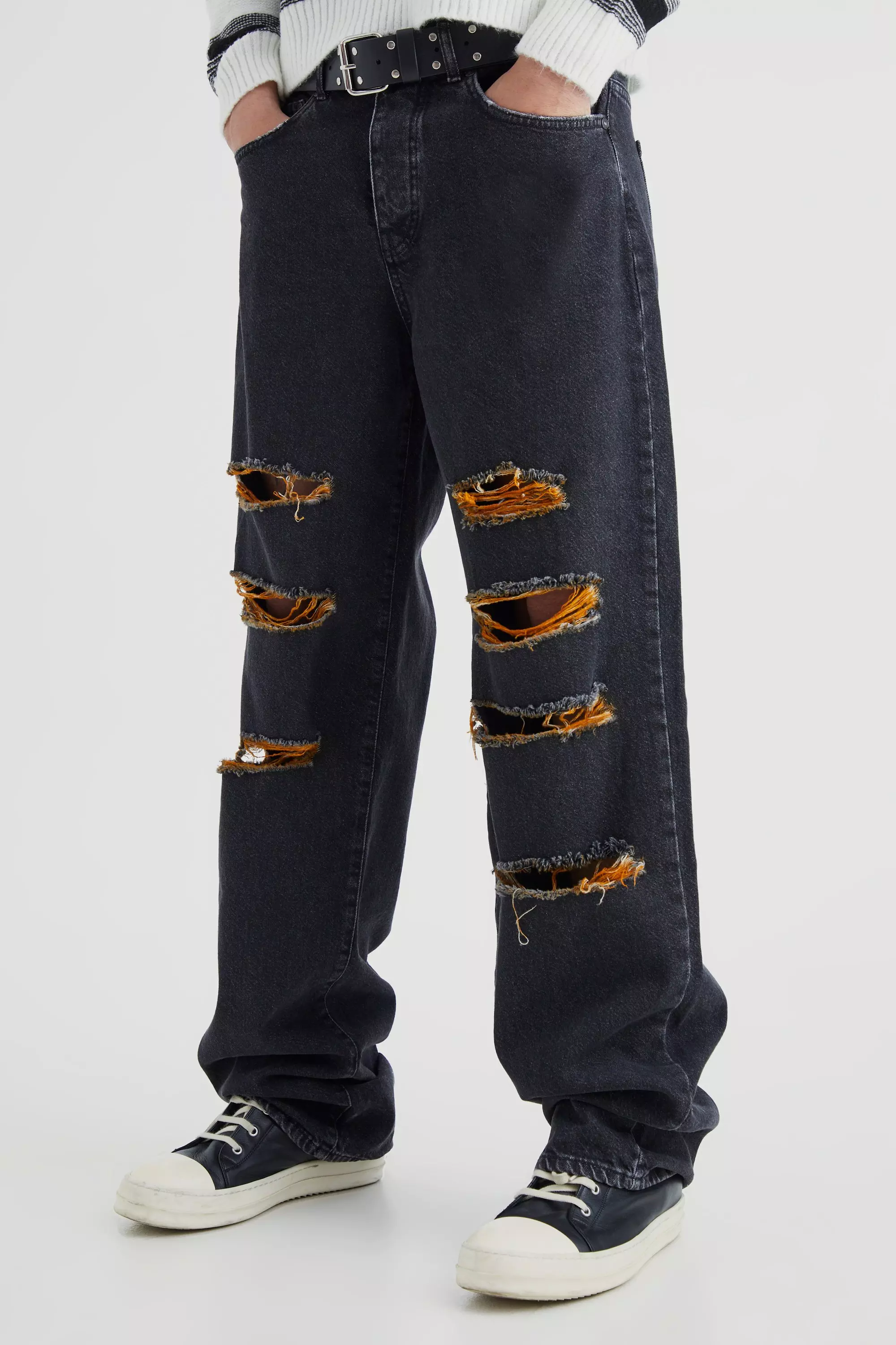 Denim hot sale tattered pants